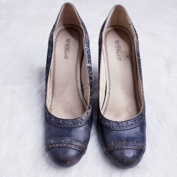 Seychelles Brogue gray distressed heels sz. 8.5 - Picture 2 of 8